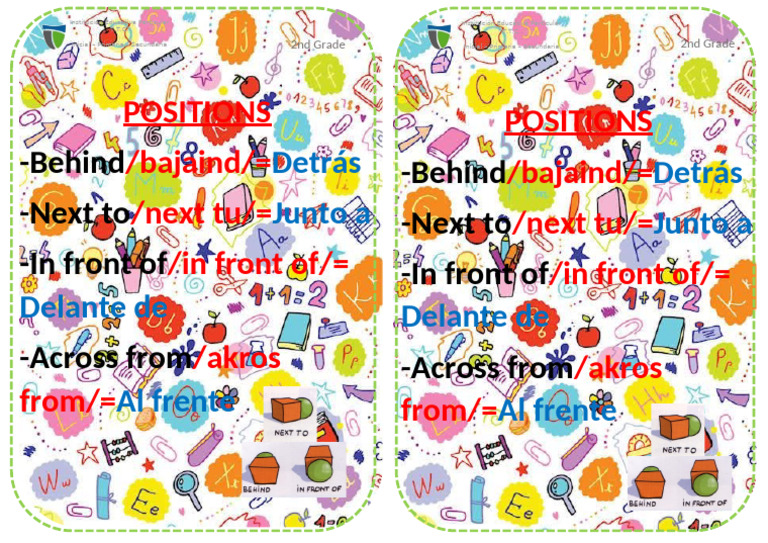 Vocabulary 2nd Grade-Positions | PDF