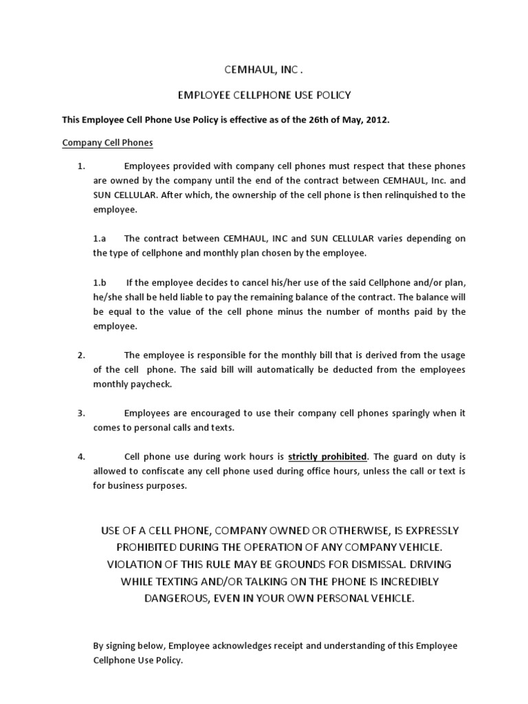 Company Cell Phone Policy  PDF