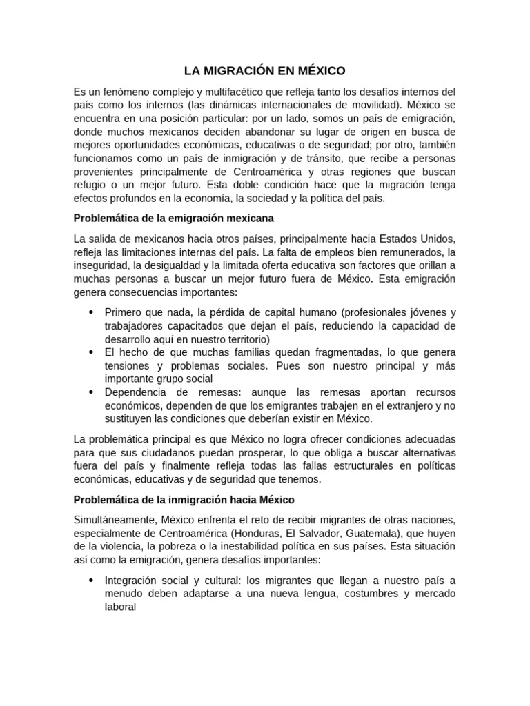 Desafíos de la Migración en México | PDF | Migración humana | México