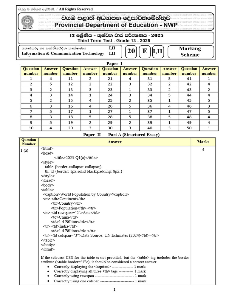 ICT Exam Questions and Answers | PDF | Computer Network | Ip Address