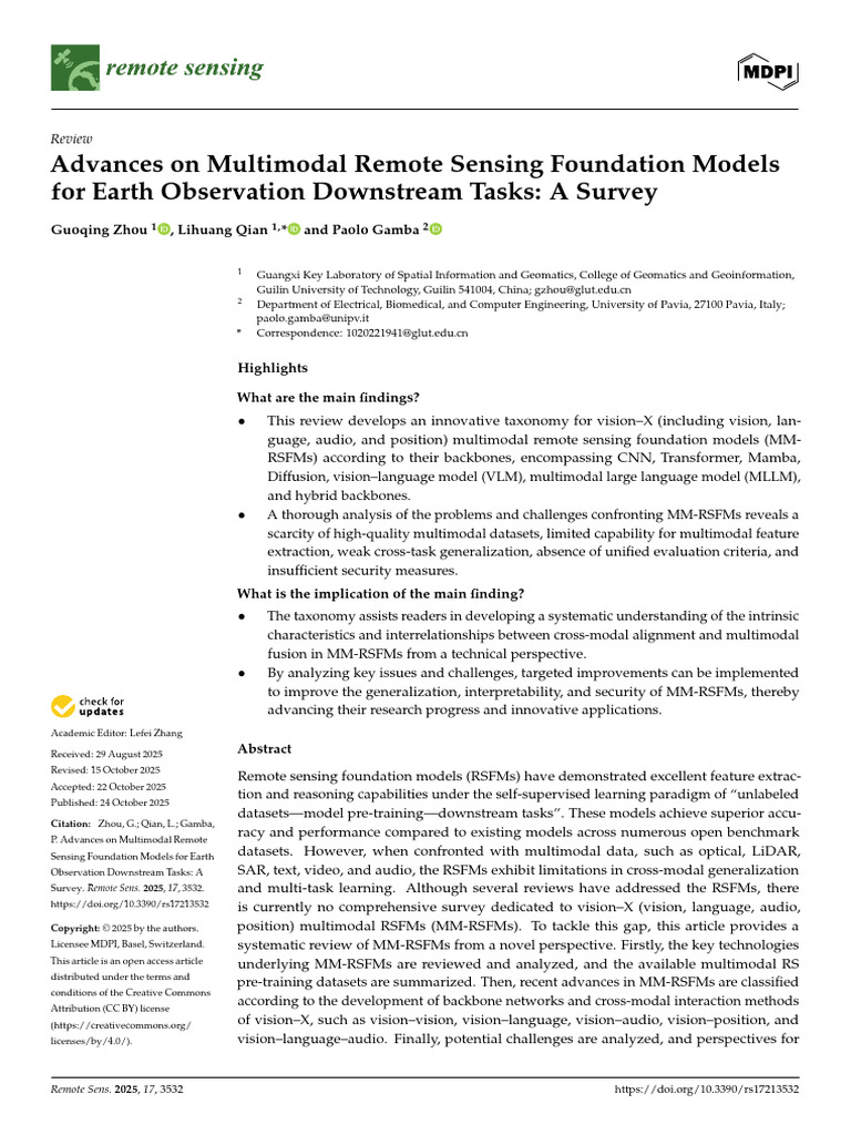 Multimodal Remote Sensing Models Survey | PDF | Image Segmentation ...
