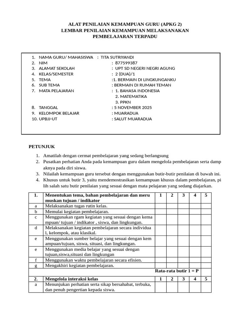 Format Apkg 2 - Rpp 1 Tita | PDF