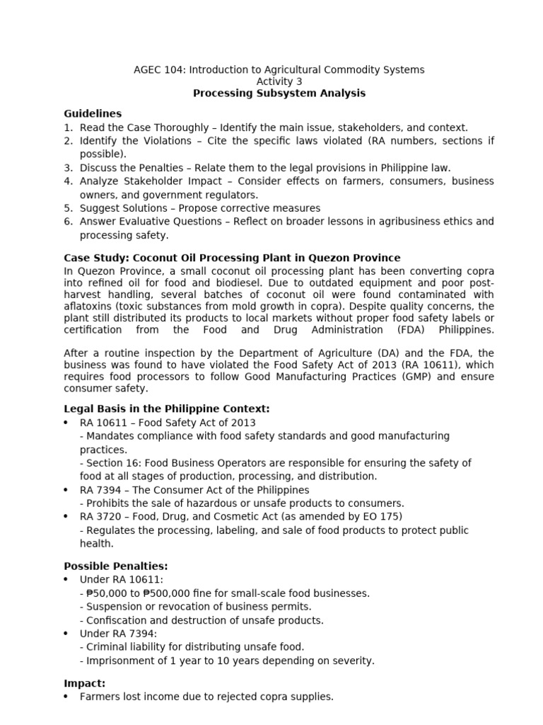Processing Subsystem Analysis | PDF | Food Safety