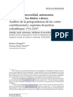 Atributos títulos valores análisis jurisprudencia Corte Constitucional Suprema Justicia Colombia 1992-2008