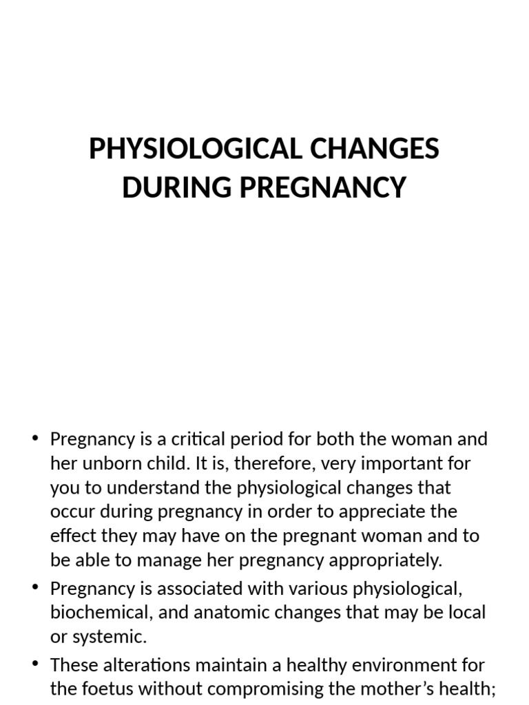 Physiological Changes During Pregnancy | PDF | Edema | Respiratory System