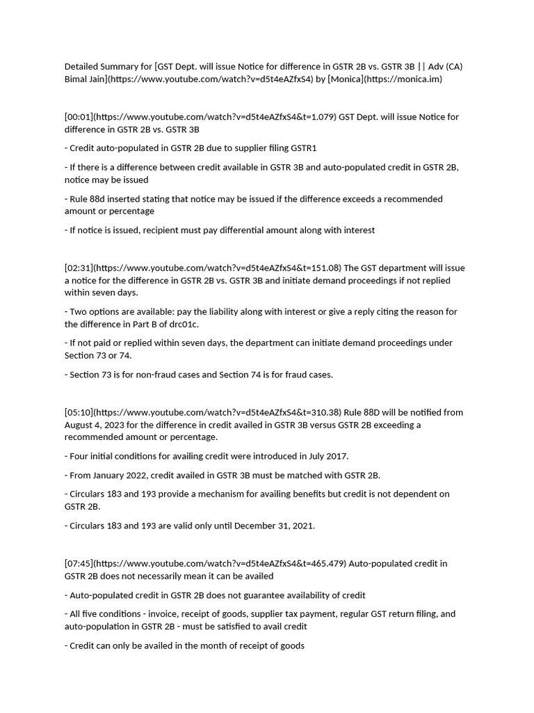 Bimal Jain Videos Highlight On Rule 88D Wef 04-Aug-23 | PDF | Receipt ...