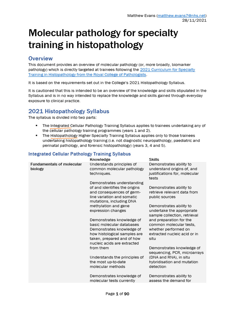 Molecular+Pathology+for+Specialty+Training+in+Histopathology | PDF ...