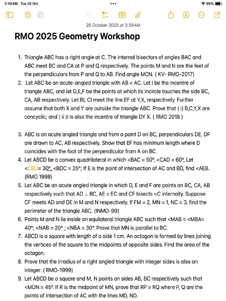 RMO 2025 Geometry worksheet | PDF | Geometric Shapes | Elementary ...