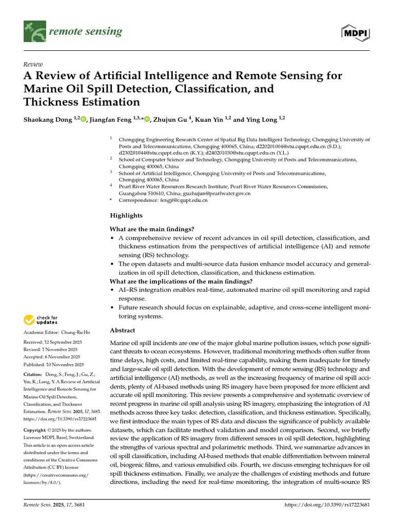 AI and Remote Sensing for Oil Spill Detection | PDF | Remote Sensing ...