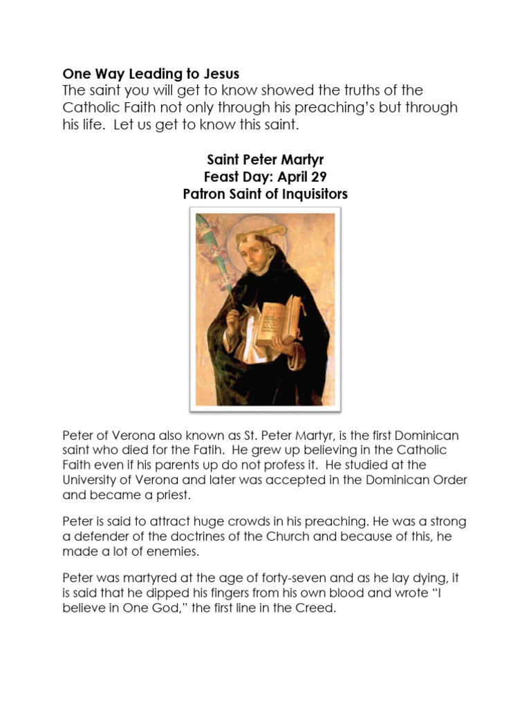 Saint Peter Martyr: Defender of Faith | PDF