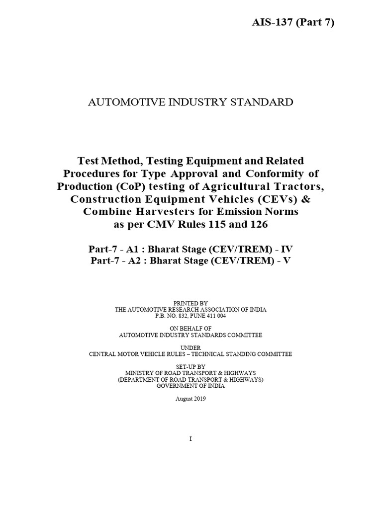 Emission Testing Standards for Tractors | PDF | Exhaust Gas | Engines