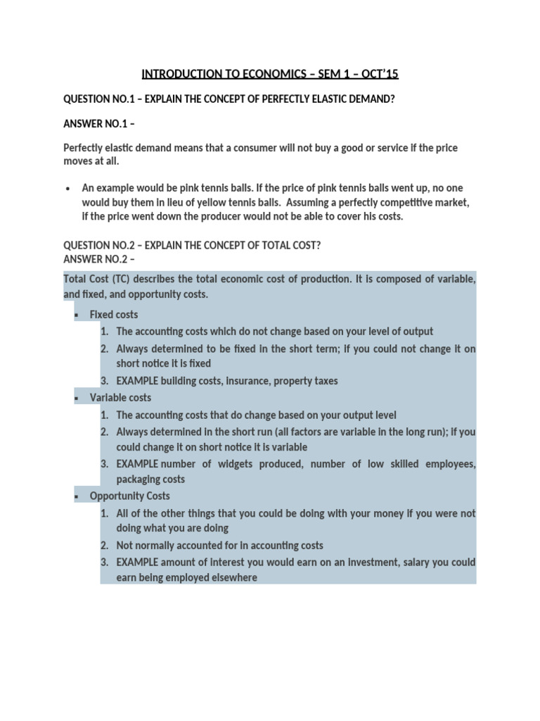 Introduction To Economics - Sem 1 - Oct'15 | PDF | Monetary Policy ...