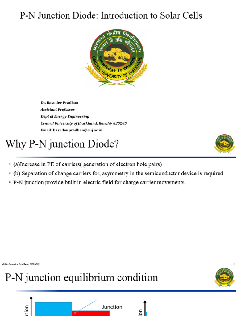 SPVT Lecture-3 PN Junction Didoe Solar Cells | PDF | P–N Junction ...