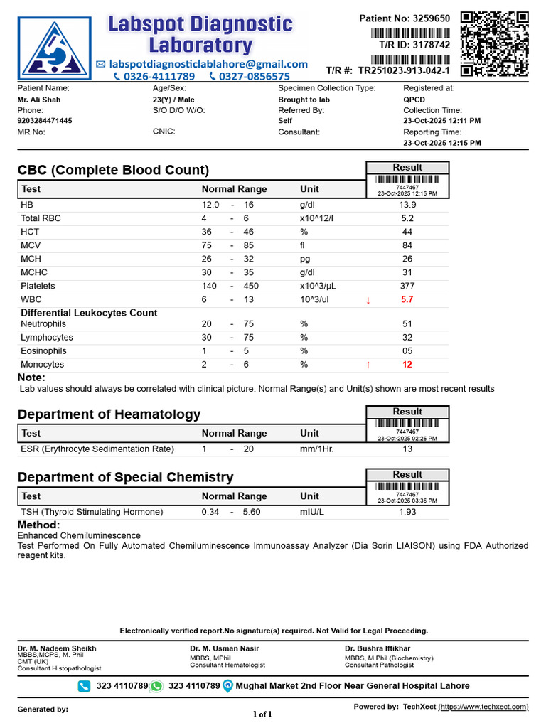 CBC (Complete Blood Count) | PDF | White Blood Cell | Medical Specialties