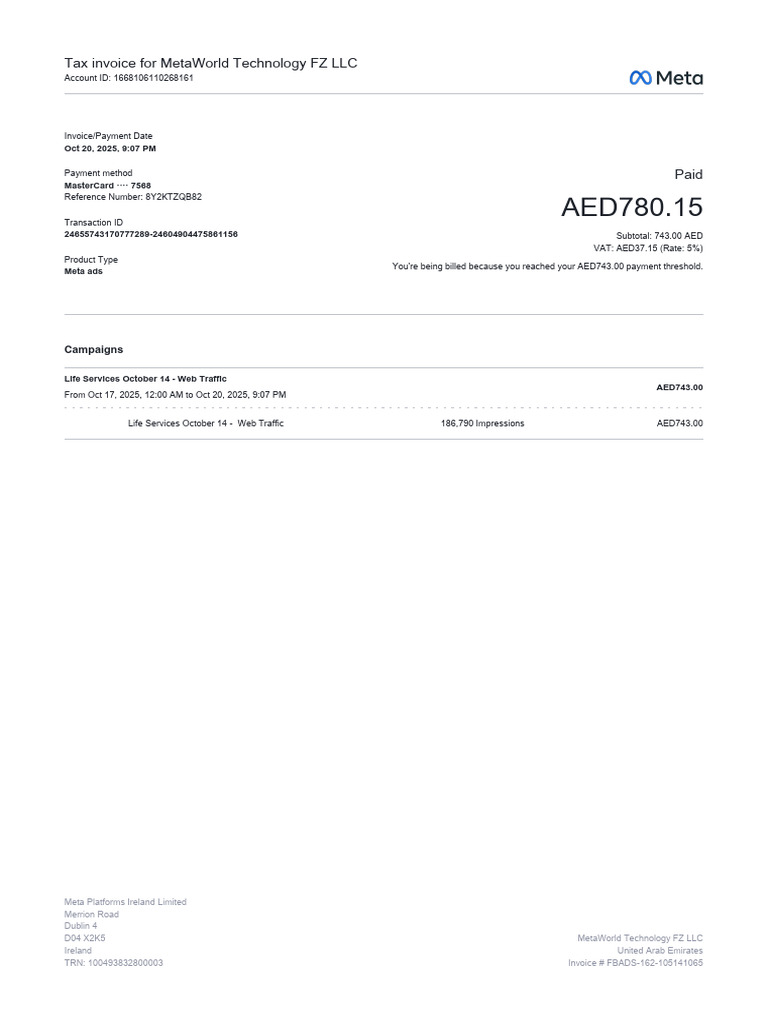 Meta Ads Invoice 10 | PDF | Invoice | Economies