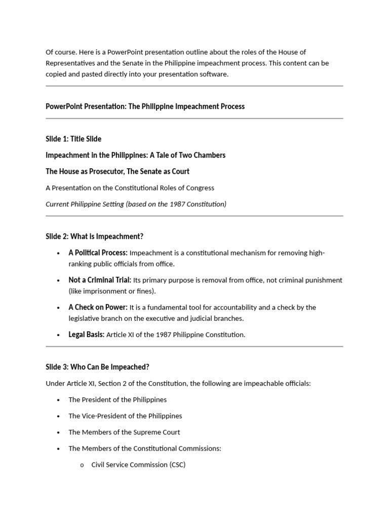 House of Representatives and Senate Impeachment Process | PDF ...