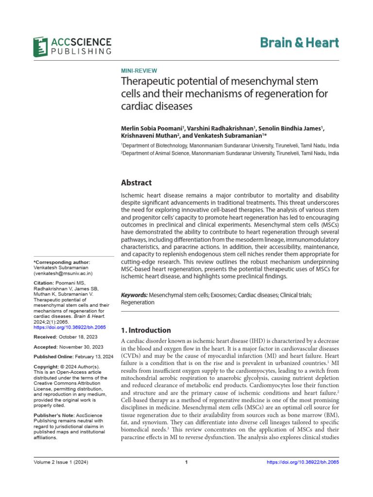 Therapeutic Potential of Mesenchymal Stem Cells and Their Mechanisms of ...
