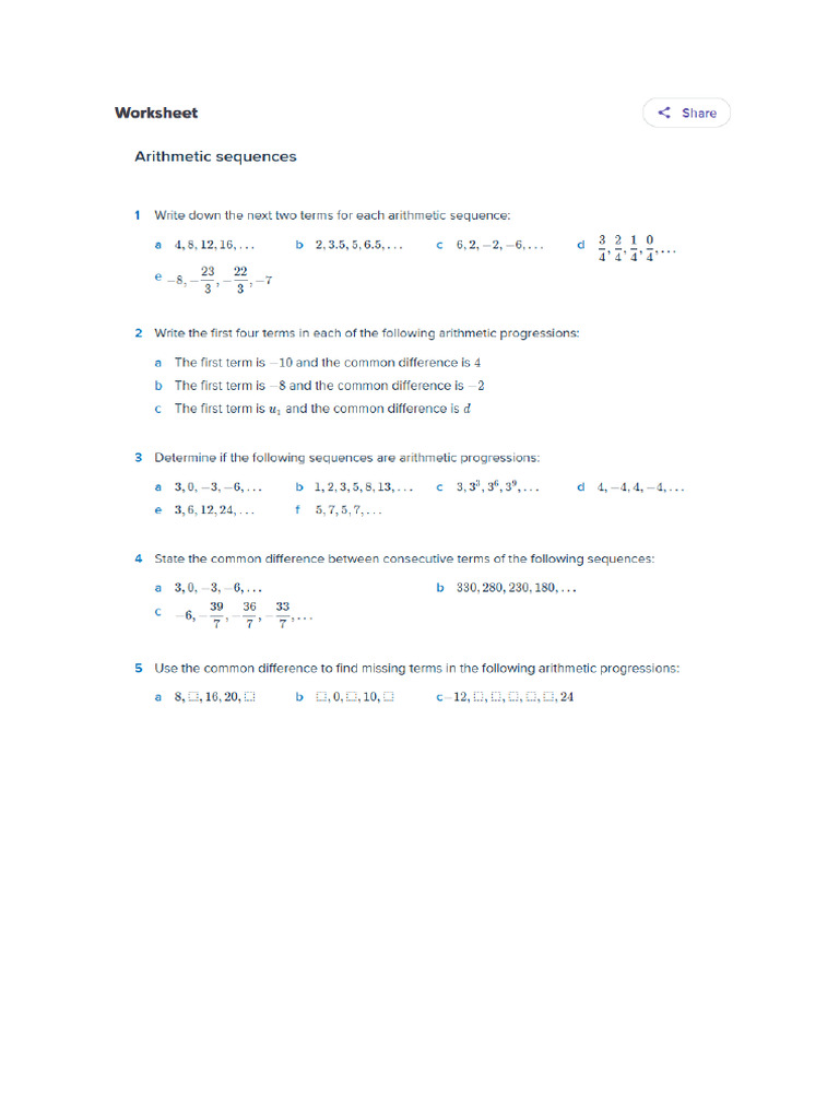 Homework-Practice On Arithmetic Sequence | PDF