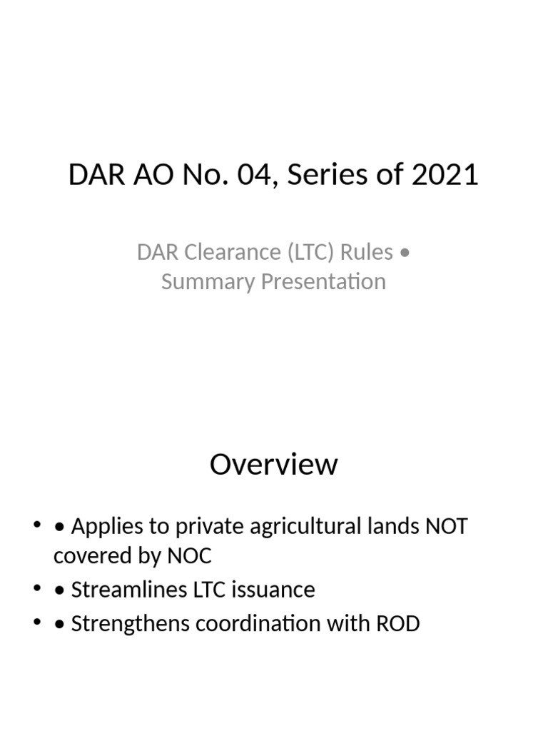 DAR Clearance LTC Rules Overview | PDF