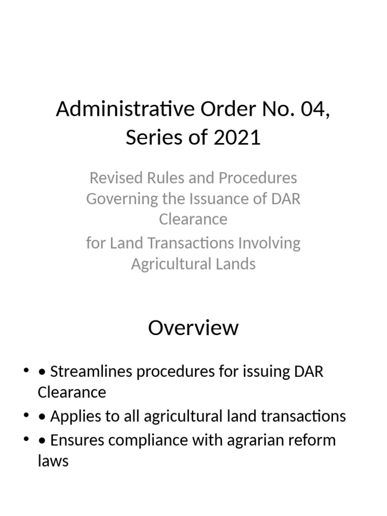 DAR Clearance Procedures Overview | PDF | Deed | Real Property