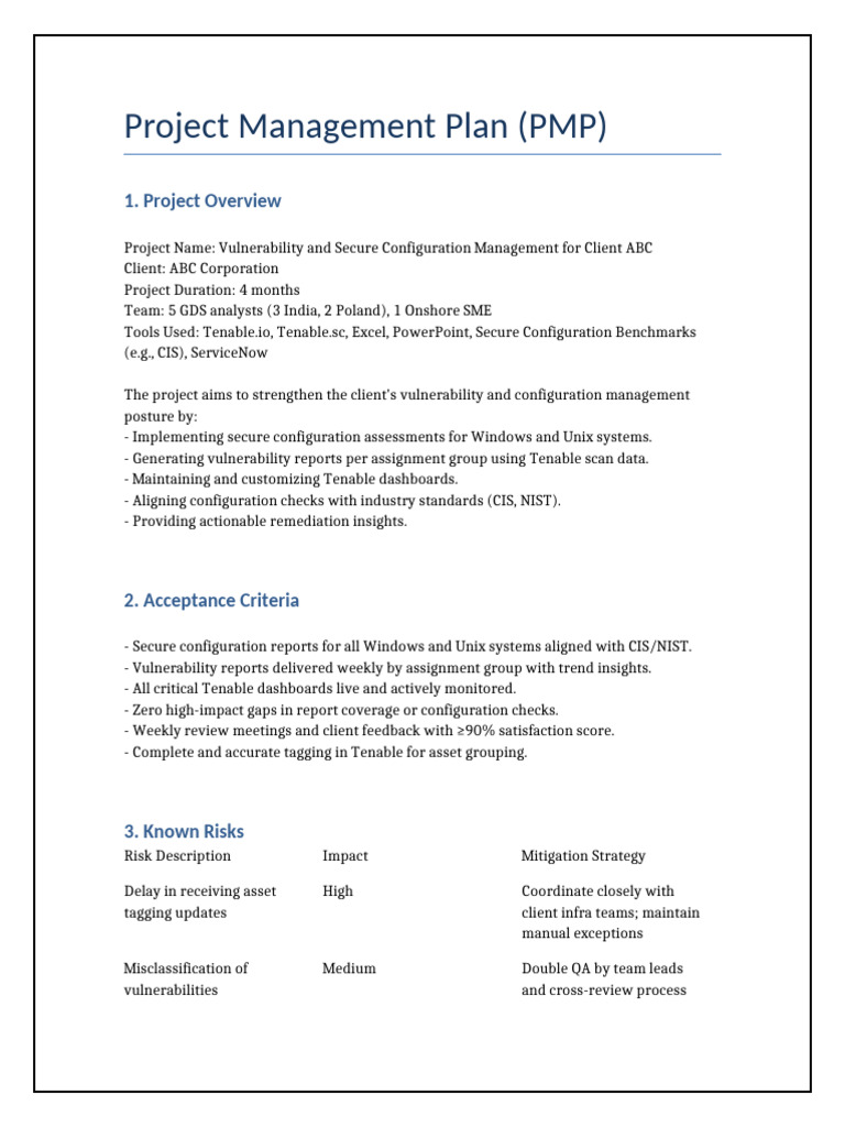 Vulnerability Management Project Plan | PDF | Computing | Business