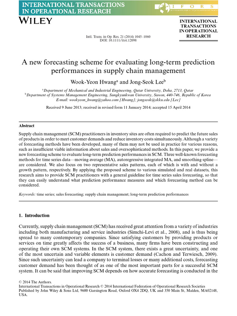 Long-Term Sales Forecasting in SCM | PDF | Forecasting | Time Series