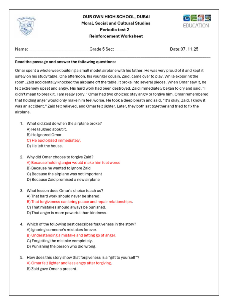 PT 2 Reinforcement Worksheet Answer Key | PDF | Greeks