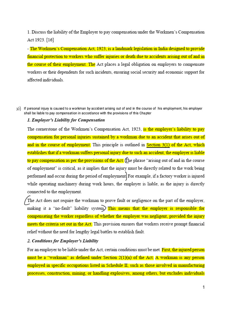 Employer Liability Under Workmen’s Compensation | PDF | Workers ...