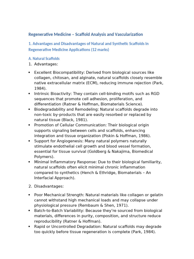 Scaffold Analysis in Regenerative Medicine | PDF | Angiogenesis ...