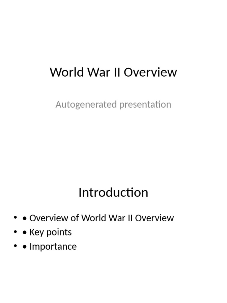 World War Ii Overview Pdf
