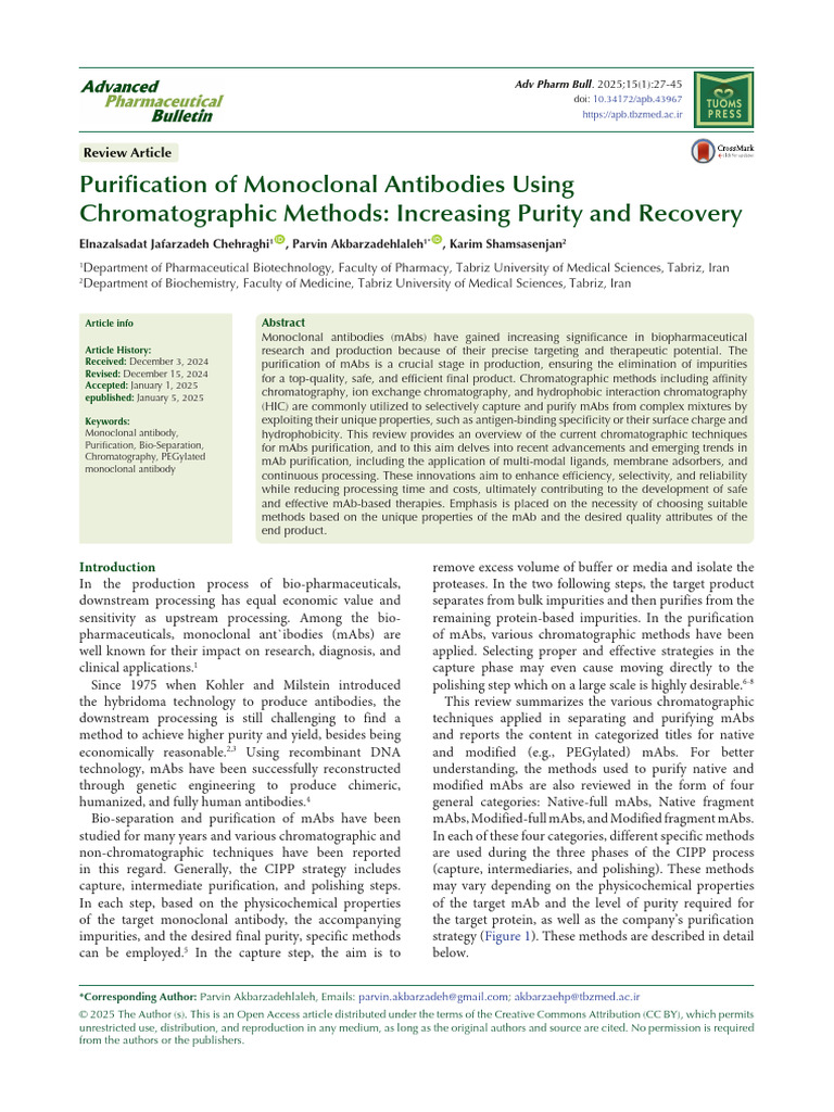 Apb 15 27 | PDF | Protein Purification | Monoclonal Antibody