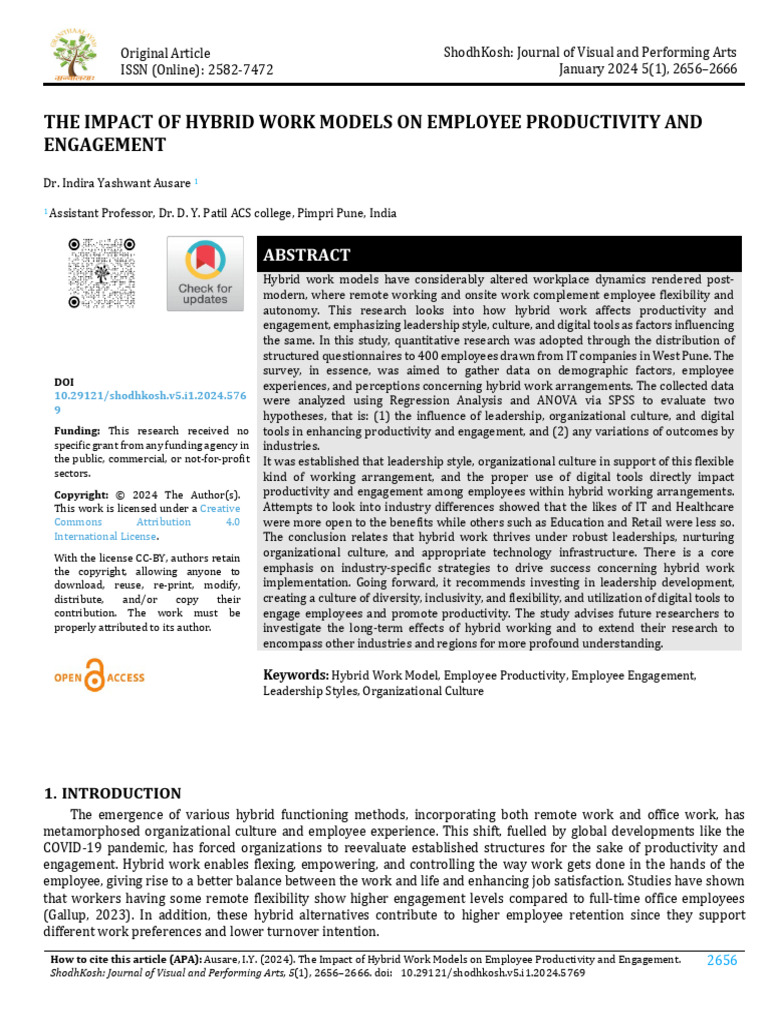 Hybrid Work Models: Impact on Productivity | PDF | Statistics | Leadership