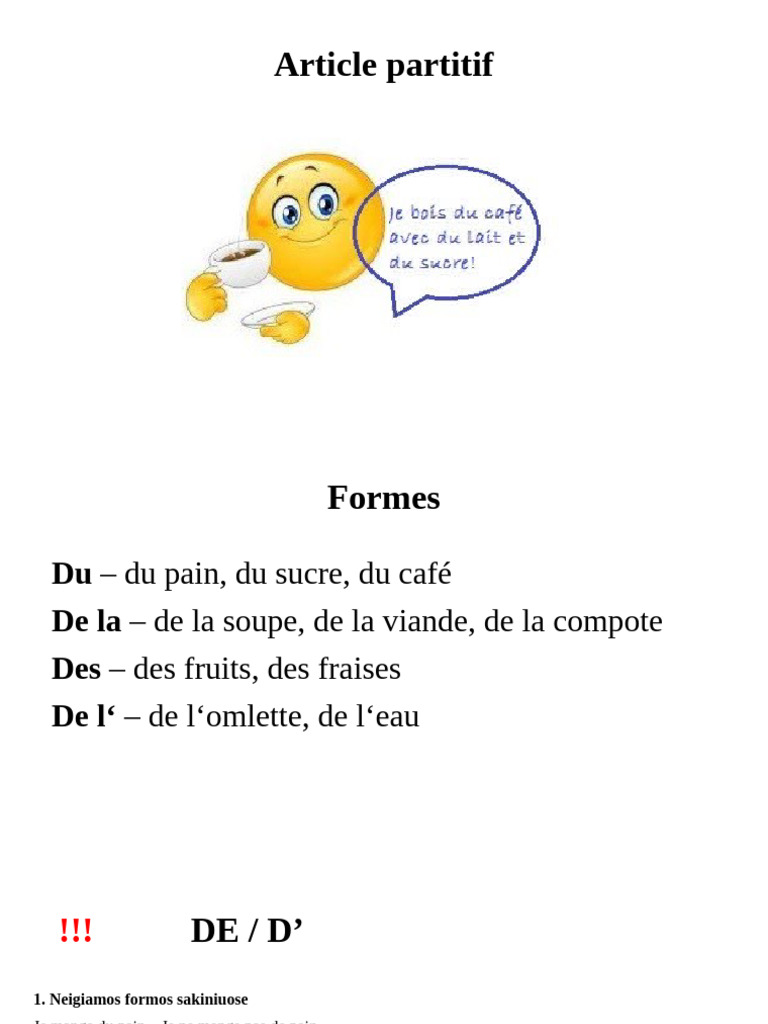 Guide sur l'article partitif en français | PDF | Soupe | Fruit