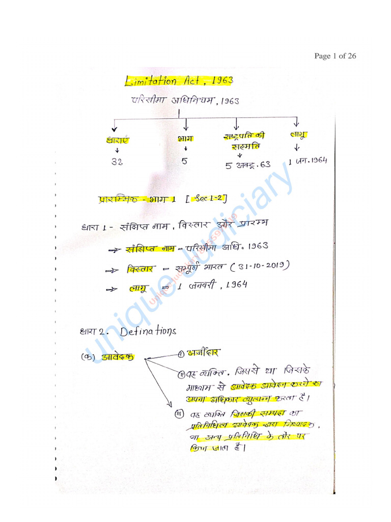 Limitation Act Notes Sample | PDF