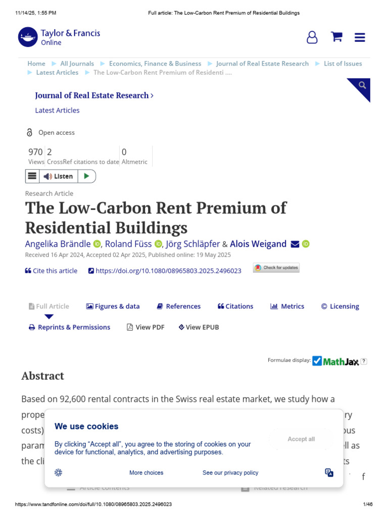 Full Article - The Low-Carbon Rent Premium of Residential Buildings ...