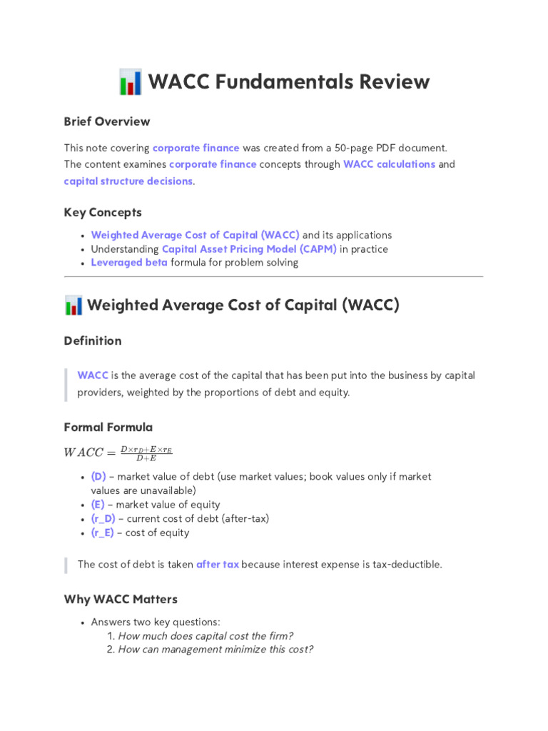 WACC Fundamentals_ Cost & Structure | PDF | Cost Of Capital | Capital ...
