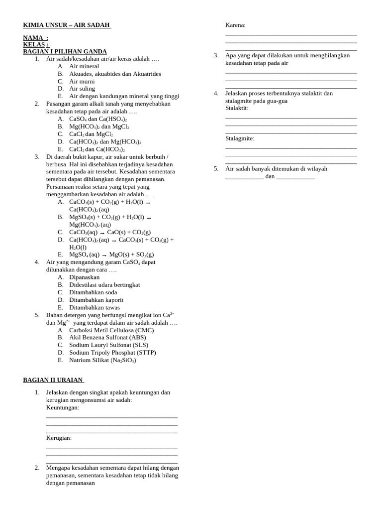 Pemahaman Air Sadah dan Kesadahan | PDF