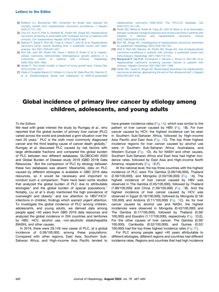 Global Incidence of Liver Cancer in Youth | PDF | Human Diseases And ...