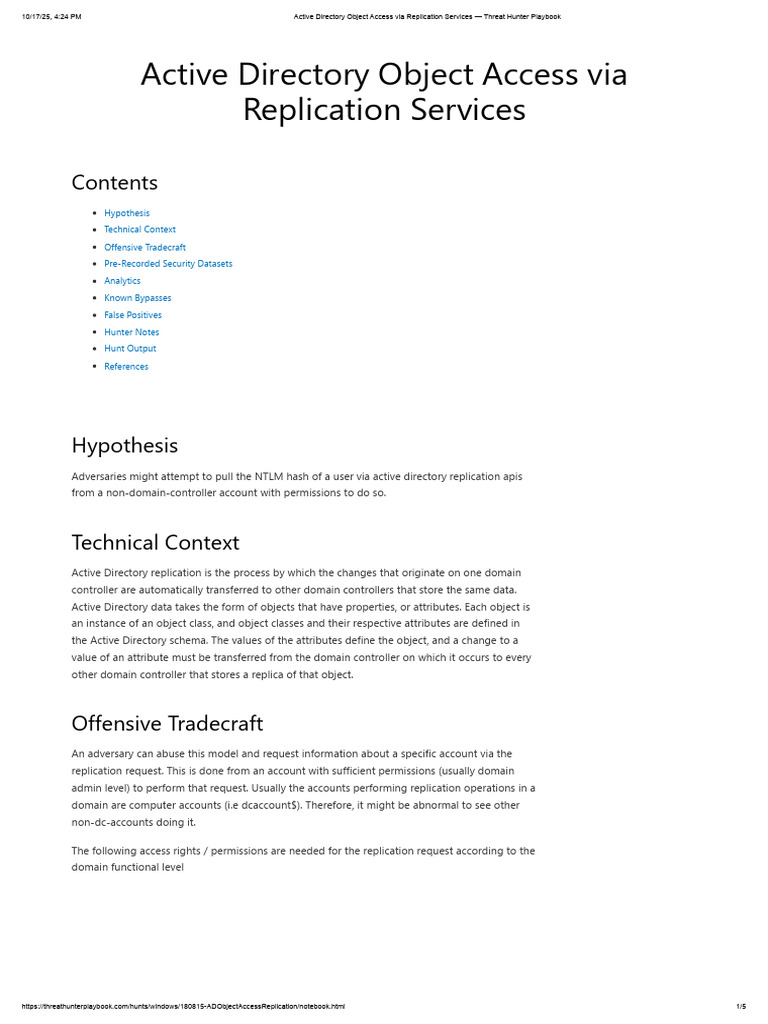 Active Directory Object Access Via Replication Services - Threat Hunter ...