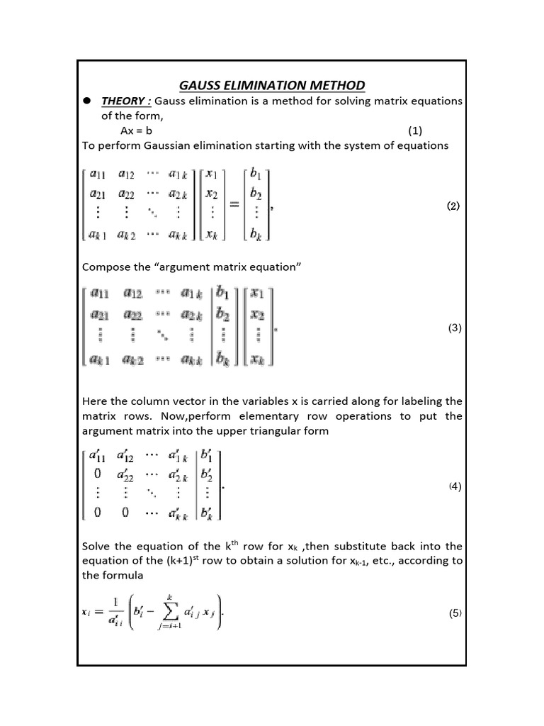 Gauss Elimination Method Explained | PDF | Matrix (Mathematics) | Algebra