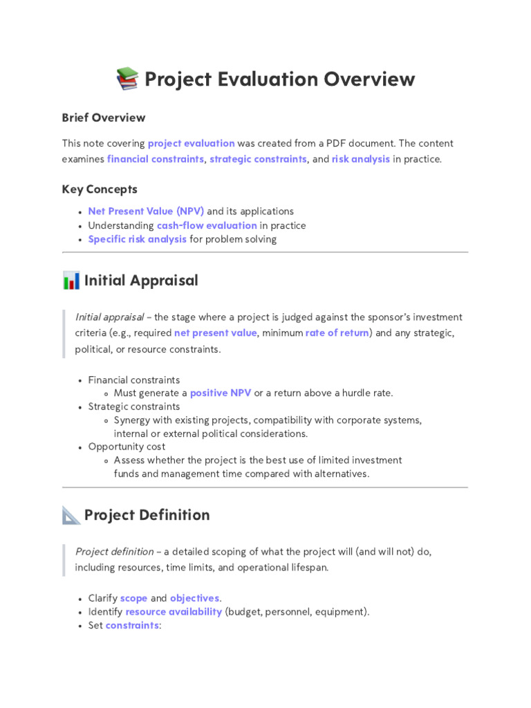 Project Evaluation: NPV, IRR, Risks | PDF | Net Present Value ...