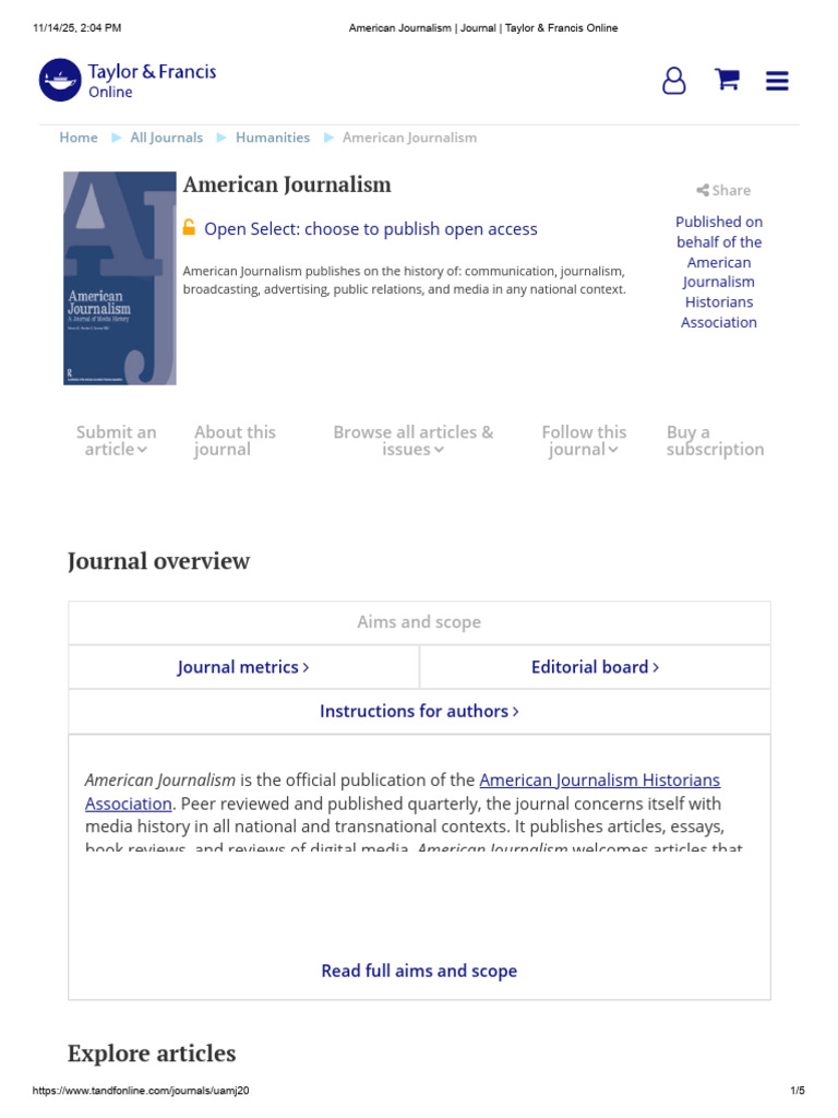American Journalism Journal Overview | PDF | Open Access | Communication