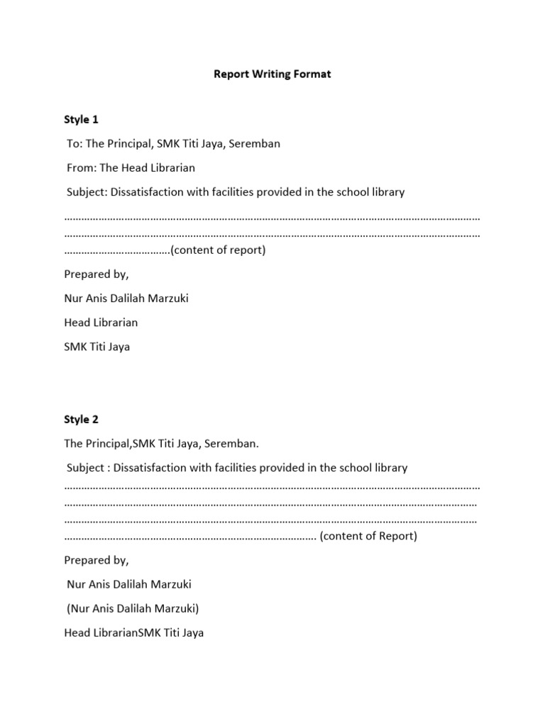 Report Writing Format (Sec 3) | PDF