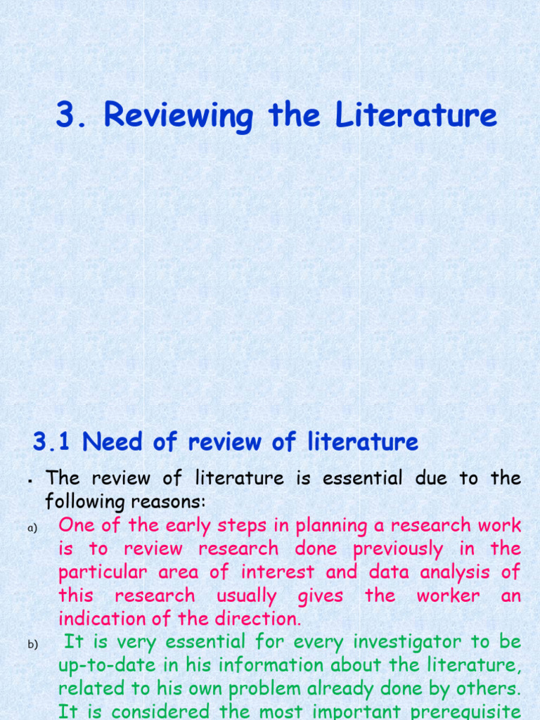 Importance of Literature Review in Research | PDF | Methodology | Theory
