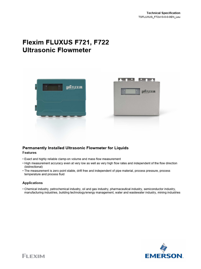 FLUXUS F72x Ultrasonic Flowmeter Specs | PDF | Flow Measurement ...