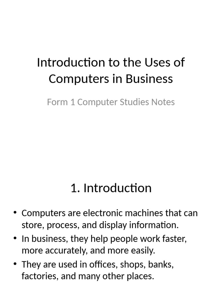Introduction To Uses of Computers in Business Form1 | PDF