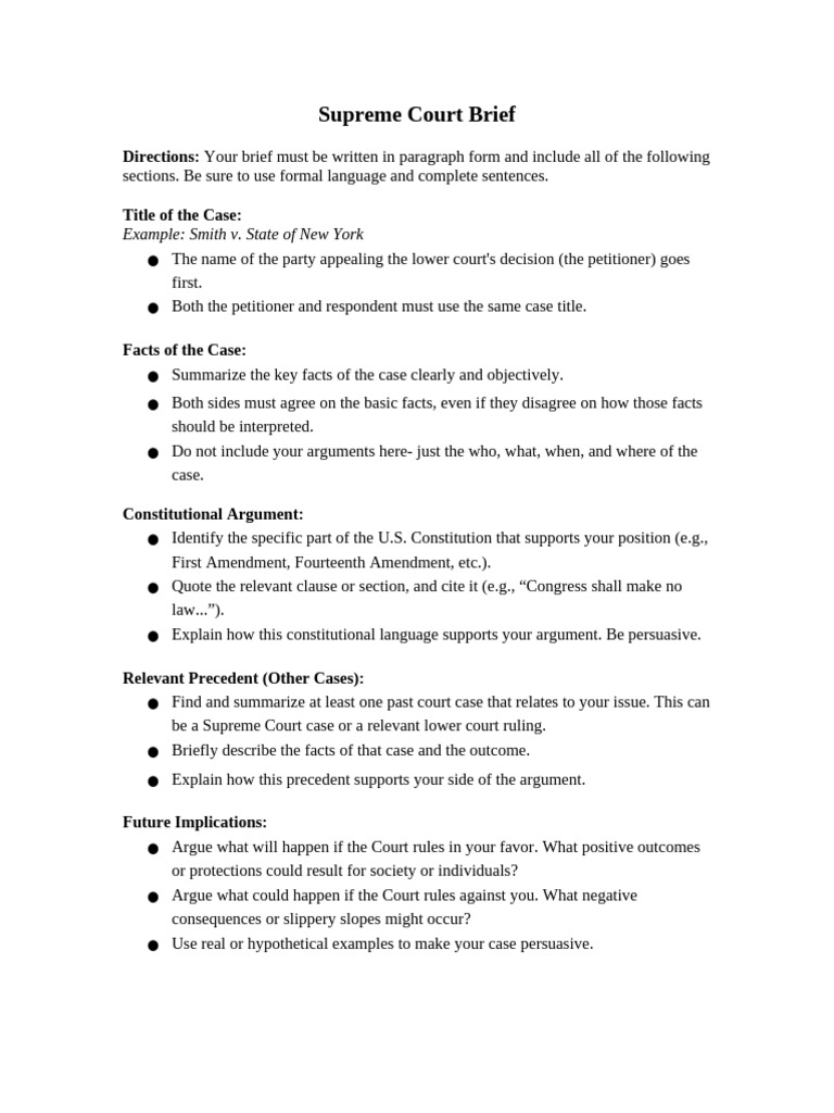 Supreme Court Case Brief Guidelines | PDF