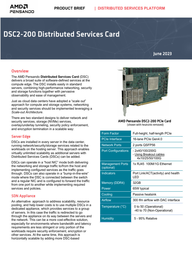 AMD DSC2-200 Distributed Services Card | PDF | Computer Network ...