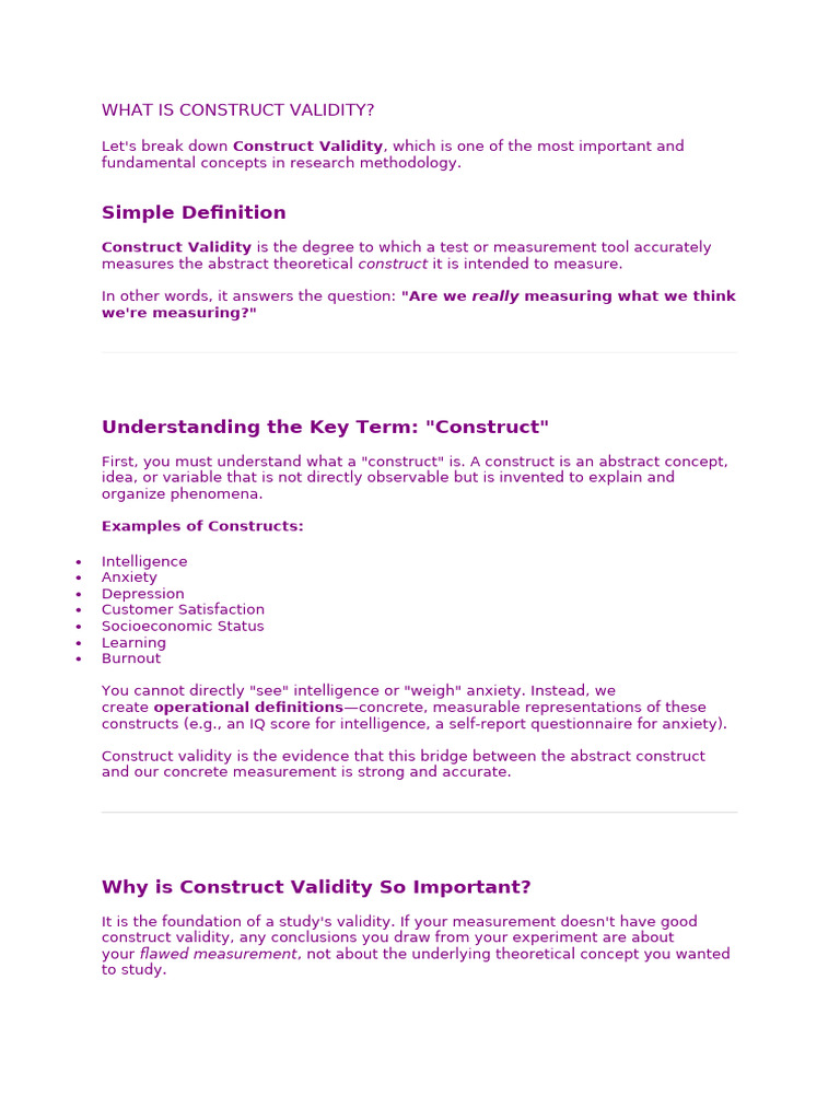 Understanding Construct Validity in Research | PDF | Validity ...