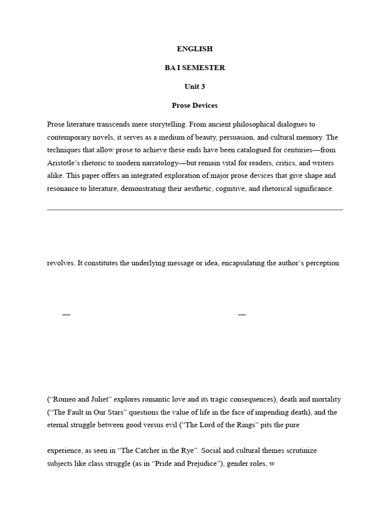 Prose Devices in Literature Explained | PDF | Narration | Analogy